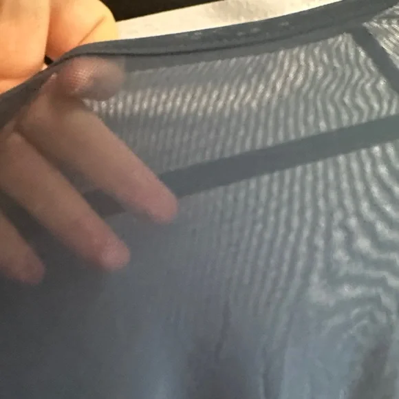 Women's Blue Long-Sleeve Sheer Tee - Picture 5 of 6